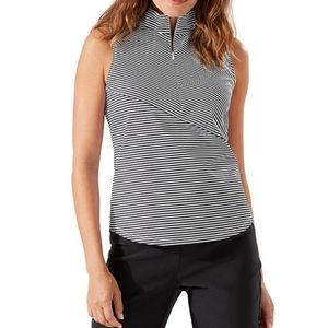 Aubrey Cassia Stripe IslandZone® Quarter Zip Mock Neck Top